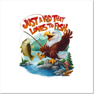 Majestic Bald Eagle With Fresh Fish on Rocky Perch Posters and Art